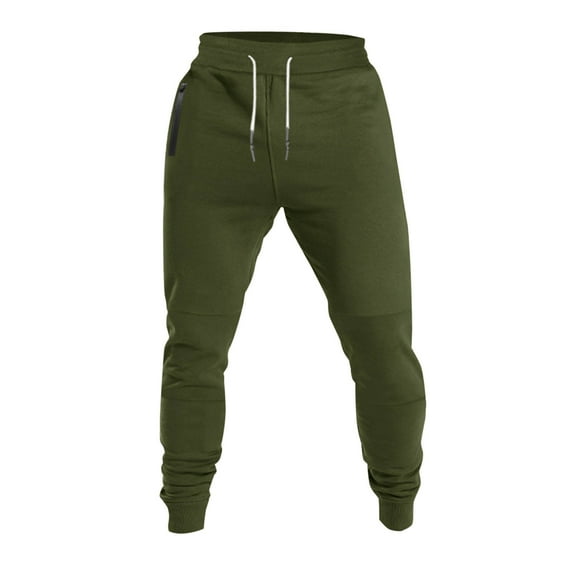 CHEEREAM Mens Joggers Active Weekend Performance Joggers for Men Sweatpants with Zipper Pockets Athletic Jogger Pants Army Green 2XL