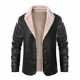 thumbnail image 1 of CHEEREAM Mens Leather Jacket 3/4 Length Faux Leather Fur Coat Warm Winter Long PU Leather Jacket Lined Duster Trench Coat Black S, 1 of 9
