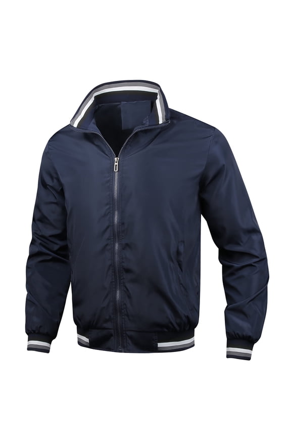 Mens Lightweight Flight Bomber Jackets Softshell Windproof Windbreakers Hipster Varsity Jackets Sports Coats Navy 3XL