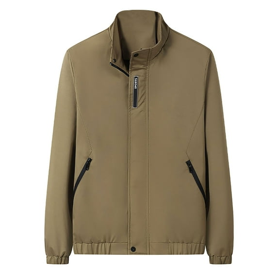 CHEEREAM Mens Lightweight Jackets Full Zip Windbreaker Casual Pocket Jackets Spring Fall Active Coat Outwear Khaki XL