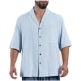 thumbnail image 1 of CHEEREAM Mens Linen Shirts Short Sleeve Button Down Shirts Cotton Summer Beach Cuban Shirts Vacation Hawaiian Shirts, 1 of 5