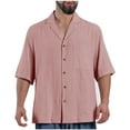 thumbnail image 1 of CHEEREAM Mens Linen Shirts Short Sleeve Button Down Shirts Cotton Summer Beach Cuban Shirts Vacation Hawaiian Shirts, 1 of 5