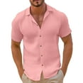 thumbnail image 1 of CHEEREAM Mens Linen Shirts Short Sleeve Button Down Shirts Cotton Summer Beach Cuban Shirts Vacation Hawaiian Shirts, 1 of 5
