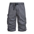 thumbnail image 1 of CHEEREAM Mens Outdoor Cargo Capri Pants Relaxed Fit Multi-Pocket 3/4 Long Shorts Cotton Twill Beach Hiking Travel Shorts Gray XL, 1 of 5