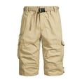 thumbnail image 1 of CHEEREAM Mens Outdoor Cargo Capri Pants Relaxed Fit Multi-Pocket 3/4 Long Shorts Cotton Twill Beach Hiking Travel Shorts Khaki M, 1 of 6