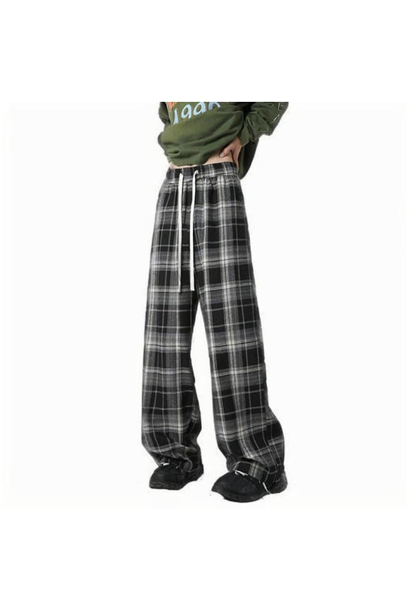 Mens Pajama Pants Flannel Cotton Plaid Sleep Lounge Pants PJ Bottoms Casual Sweatpant with Pockets Black 2XL