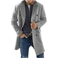 thumbnail image 1 of CHEEREAM Mens Pea Coat Notch Lapel Double Breasted Short Trench Coat Jacket Winter Warm Classic Overcoat with 2 Pockets Gray M, 1 of 5