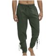 thumbnail image 1 of CHEEREAM Mens Spring Summer Autumn Ankle Banded Lace up Pants Medieval Viking Navigator Trousers Renaissance Pants Army Green XL, 1 of 3