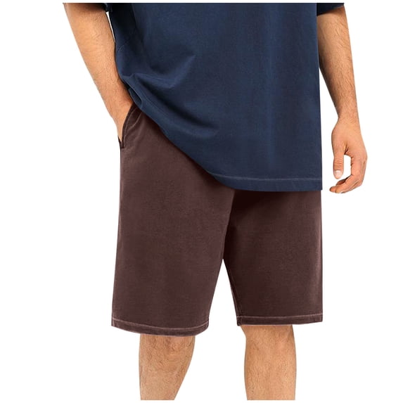 CHEEREAM Mens Sweat Shorts with Pockets Cotton Knit Lounge Jogger Athletic Short Pants Drawstring Elastic Waist Coffee 3XL