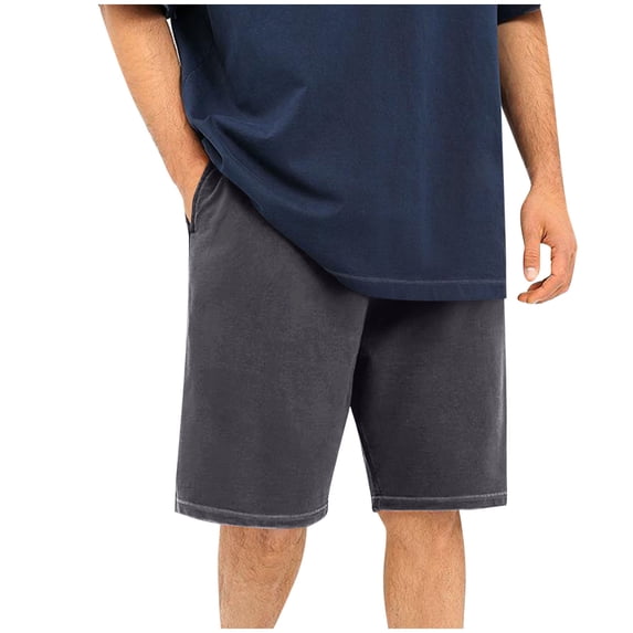CHEEREAM Mens Sweat Shorts with Pockets Cotton Knit Lounge Jogger Athletic Short Pants Drawstring Elastic Waist Gray S