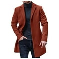 thumbnail image 1 of CHEEREAM Mens Trench Coat Slim Fit Notched Collar Fall Winter Single Breasted Pea Coat Warm Soft Overcoat Brown L, 1 of 4