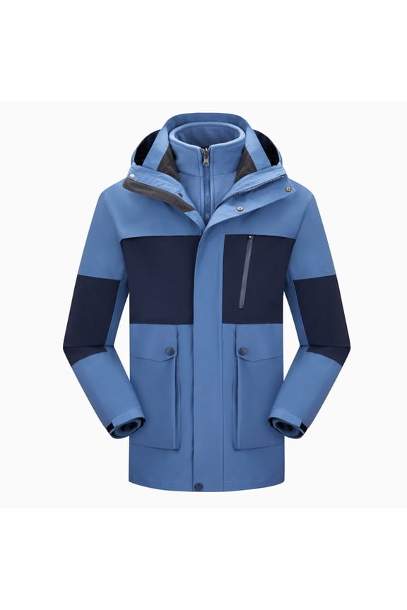 Mens Waterproof Rain Jacket Lightweight Packable Breathable Hooded Shell Jacket Windproof Durable for Hiking Travel Outdoor Blue XS