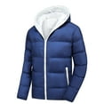 thumbnail image 1 of CHEEREAM Mens Winter Jacket with Hood Quilted Puffer Down Jacket Full Zip Warm Thick Coats Cold Weather Work Outwear Blue S, 1 of 3