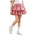 thumbnail image 1 of CHEEREAM Mini Skirt For Kids Flowy High Waisted Bow Tie Ruffle Hem Short Skirts Girls Cute Boho A-Line Layered Beach Skirt, 1 of 9