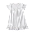 thumbnail image 1 of CHEEREAM Nightgown Dress For Girls Pleated Summer Short Sleeve Ruffle Hem Swing Mini Dresses for Kids Bowtie Decorated Daily Wear, 1 of 8