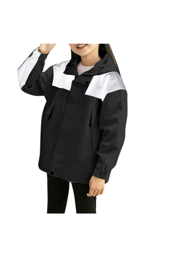 Rain Jacket Boys Girls Waterproof Lightweight Rain Jacket Active Outdoor Hooded Raincoat Packable Windbreaker Jacket for 4-15 Years