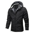 thumbnail image 1 of CHEEREAM Rain Jacket Men Waterproof Sleeve Zipper Pocket Thin Coat Outdoor Jacket Casual Hiking Windbreaker Shell Hooded Black L, 1 of 9