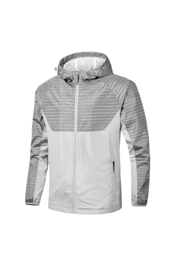 Rain Jacket Men's Lightweight Waterproof Rain Shell Jacket Raincoat with Hood for Golf Cycling Hiking Running Windbreaker Gray L