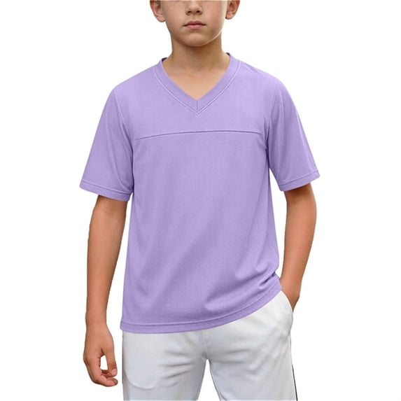 CHEEREAM Soccer Jersey For Boys Sportswear Short Sleeve V-Neck Tops Summer Mesh Quick Dry Athletic Blouse For Kids Active