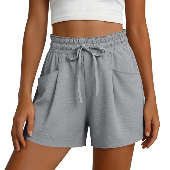CHEEREAM Sweat Shorts For Womens Elastic Waisted Wide Leg Pocket Bottom Soft Lounge Athletic Gym Shorts Casual Summer