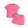 CHEEREAM Toddler Baby Girl Boy Summer Clothes 12 18 24 M 2 3 4 T Cotton Outfits Short Sleeve Contrast T-Shirts Tops Shorts Sets
