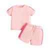 CHEEREAM Toddler Baby Girl Boy Summer Clothes 12 18 24 M 2 3 4 T Cotton Outfits Short Sleeve Contrast T-Shirts Tops Shorts Sets