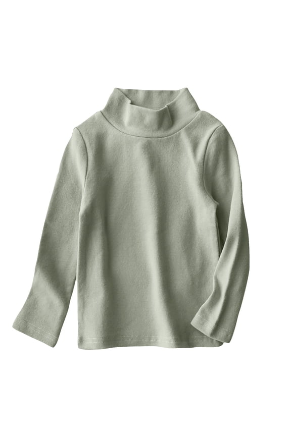 Toddler Baby Girl Boys Basic Solid Color Turtleneck Pullover T Shirt Kid Cotton Long Sleeve Thermal Tee Shirts Top for 1-11 Years