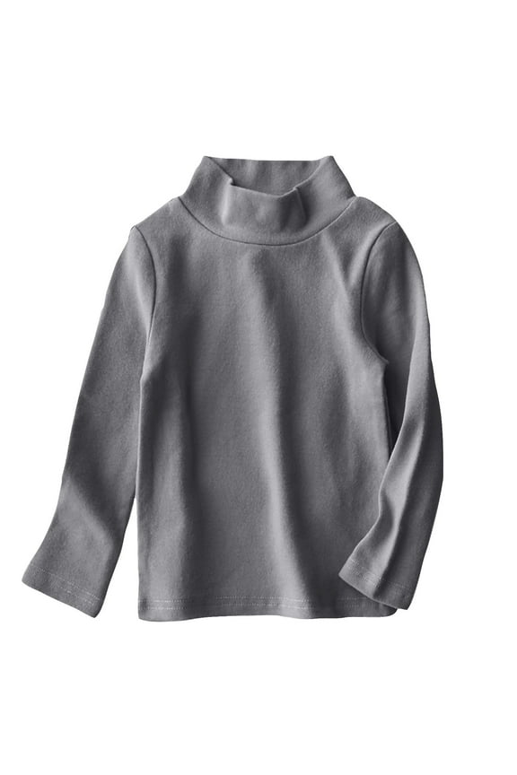 Toddler Baby Girl Boys Basic Solid Color Turtleneck Pullover T Shirt Kid Cotton Long Sleeve Thermal Tee Shirts Top for 1-11 Years