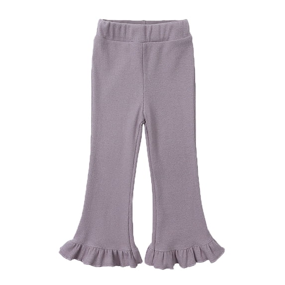CHEEREAM Toddler Baby Girl Pants Ribbed Bell Bottom Flare Pants with Ruffle Elastic Waist Leggings Trousers Size 6 Months-7 Years