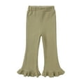 thumbnail image 1 of CHEEREAM Toddler Baby Girl Pants Ribbed Bell Bottom Flare Pants with Ruffle Elastic Waist Leggings Trousers Size 6 Months-7 Years, 1 of 3