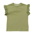 thumbnail image 1 of CHEEREAM Toddler Baby Girl Solid Color T Shirt Kids Crew Neck Blouse Basic Plain Ruffle Top Cotton Casual Clothes for 2-8 Years, 1 of 4
