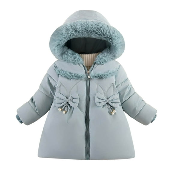 CHEEREAM Toddler Baby Girl's Coat Windproof Hooded Kids Girl Winter Solid Color Parka Outwear Warm Coat Hooded Jacket for 9 Months-3 Years