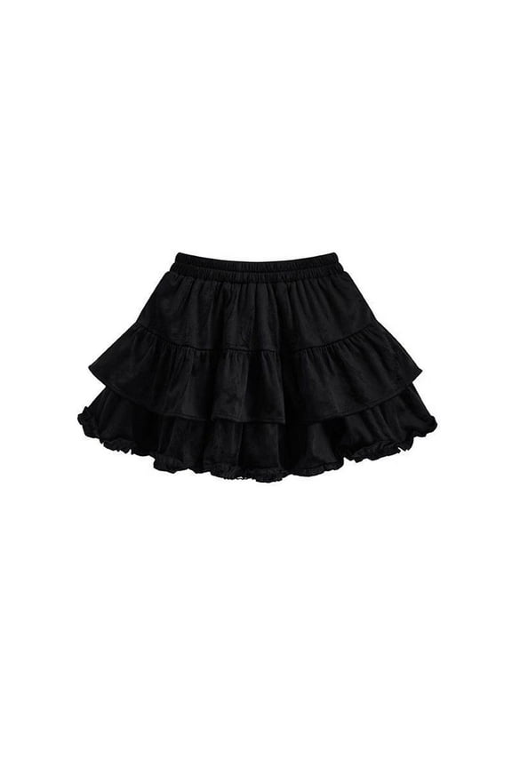 Toddler Baby Girls Cotton Skirt Pleated Mini Skirt Double Layer Skater Skorts Ruffle Skirts for 1-9 Years
