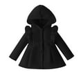 thumbnail image 1 of CHEEREAM Toddler Baby Girls Single Breasted Pea Coat Kids Ruffle Long Sleeve Hooded Winter Dress Coat for 3-24 Months, 1 of 8