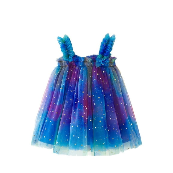 CHEEREAM Toddler Baby Girls Tulle Tutu Dress Sleeveless Layered Birthday Party Princess Dress for 3M-5T Blue 3 Years