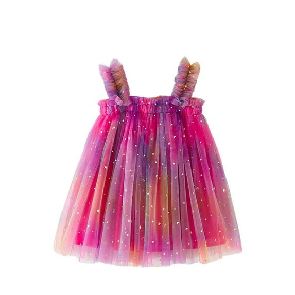CHEEREAM Toddler Baby Girls Tulle Tutu Dress Sleeveless Layered Birthday Party Princess Dress for 3M-5T Hot Pink 2 Years