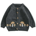 thumbnail image 1 of CHEEREAM Toddler Boy Knit Button Down Cardigan Sweaters Baby Boys 100% Cotton Long Sleeve Mushrooms Embroidery Basic Sweater 3M-3T, 1 of 7