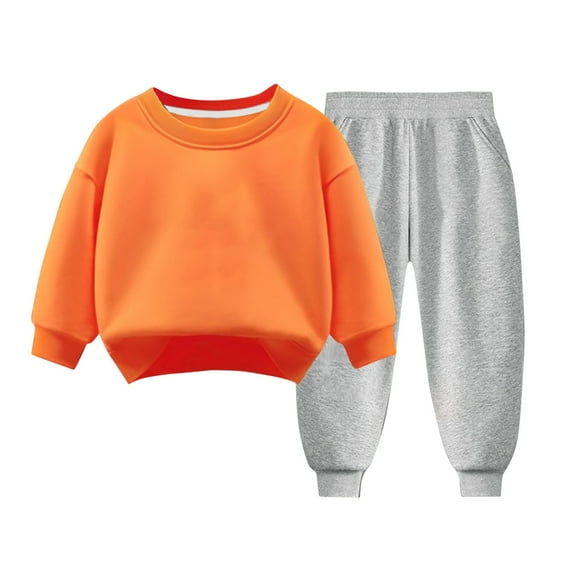 CHEEREAM Toddler Boy's Girl's Sweatsuits 2 Piece Outfits Solid Color Long Sleeve Sweatshirt and Sweatpants Set for 3-9 Years