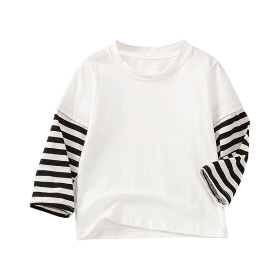 CHEEREAM Toddler Boys Girls Long Sleeve T-Shirt Cotton Striped Print Crewneck Casual Shirts Kids Fashion Cute Tops 2-11Y