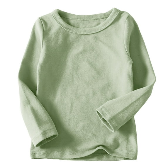 CHEEREAM Toddler Boys Girls Long Sleeve T Shirts Unisex Kids Cotton Basic Round Neck Solid Color Spring Fall Tee Shirt for 1-11T
