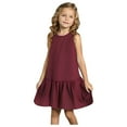 thumbnail image 1 of CHEEREAM Toddler Girl Summer Sundress Sleeveless Casual Dress Ruffle Hem Cotton Linen Solid Outfits for 12 Months-8 Years, 1 of 8
