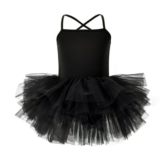 CHEEREAM Toddler Girls Ballet Skirted Leotards Strap Tutu Dress Party Costumes for Dance 2-6 Years Black 4-5 Years