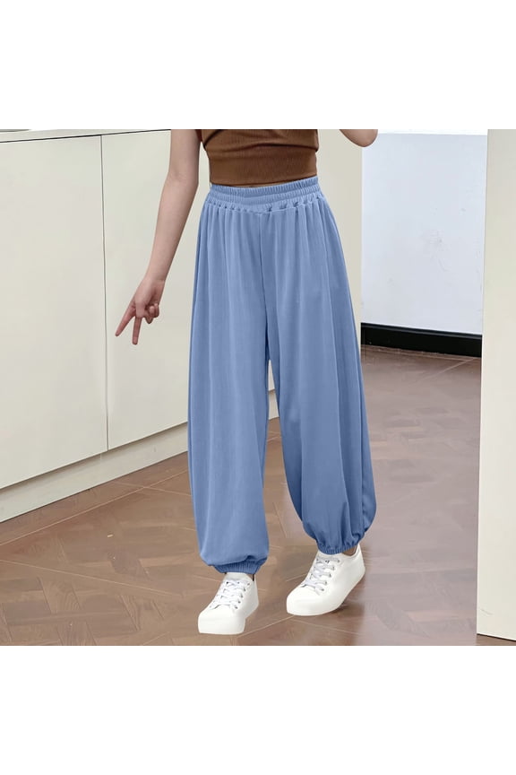 Toddler Girls Boys Cotton Harem Pants Kids Basic Casual Long Bloomer Summer Breathable Sweat Pants for 6Months-13Years