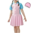 thumbnail image 1 of CHEEREAM Toddler Girls One-Piece Short Sleeve Swim Dress Swimsuit Bathing Suit Rash Guard Swimwear Dresses 2-11Years, 1 of 5