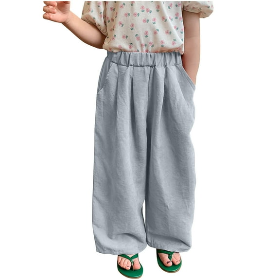 CHEEREAM Toddler Girls Wide Leg Pants Loose Trousers with Pockets Flowy High Waisted Casual for Kids 12Months-10Years