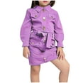 thumbnail image 1 of CHEEREAM Toddler Kids Baby Girls Long Sleeve Jacket Coat T Shirt Tops Bow Button Skirts 2PCS Outfits Clothes Set Girl Baby, 1 of 5