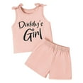 thumbnail image 1 of CHEEREAM Toddler Little Girl Clothes Summer Sleeveless Daddys Girl Letter Tank Tops Shorts Set 2Pcs Kids Casual Outfits 3-8 Years, 1 of 5
