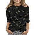 thumbnail image 1 of CHEEREAM Valentine's Day 3/4 Sleeve Shirt for Girls 2025 Trendy Cute Heart Graphic Print Crewneck Tunic Blouse Casual Sport Tops 3-12, 1 of 4