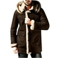 thumbnail image 1 of CHEEREAM Winter Coats for Men Shearling Leather Coat Faux Suede Sherpa Lined Heavyweight Flight Bomber Sheepskin Coats with Hooded Coffee L, 1 of 4