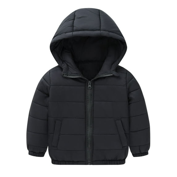 CHEEREAM Winter Windbreaker Jacket Boys Girls Middle Kids Hooded With Pockets Solid Color Short Cotton Kids Light Weighted Jacket